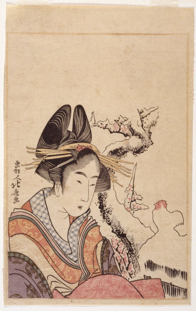 Head Of A Lady (träblock) av School Japanese