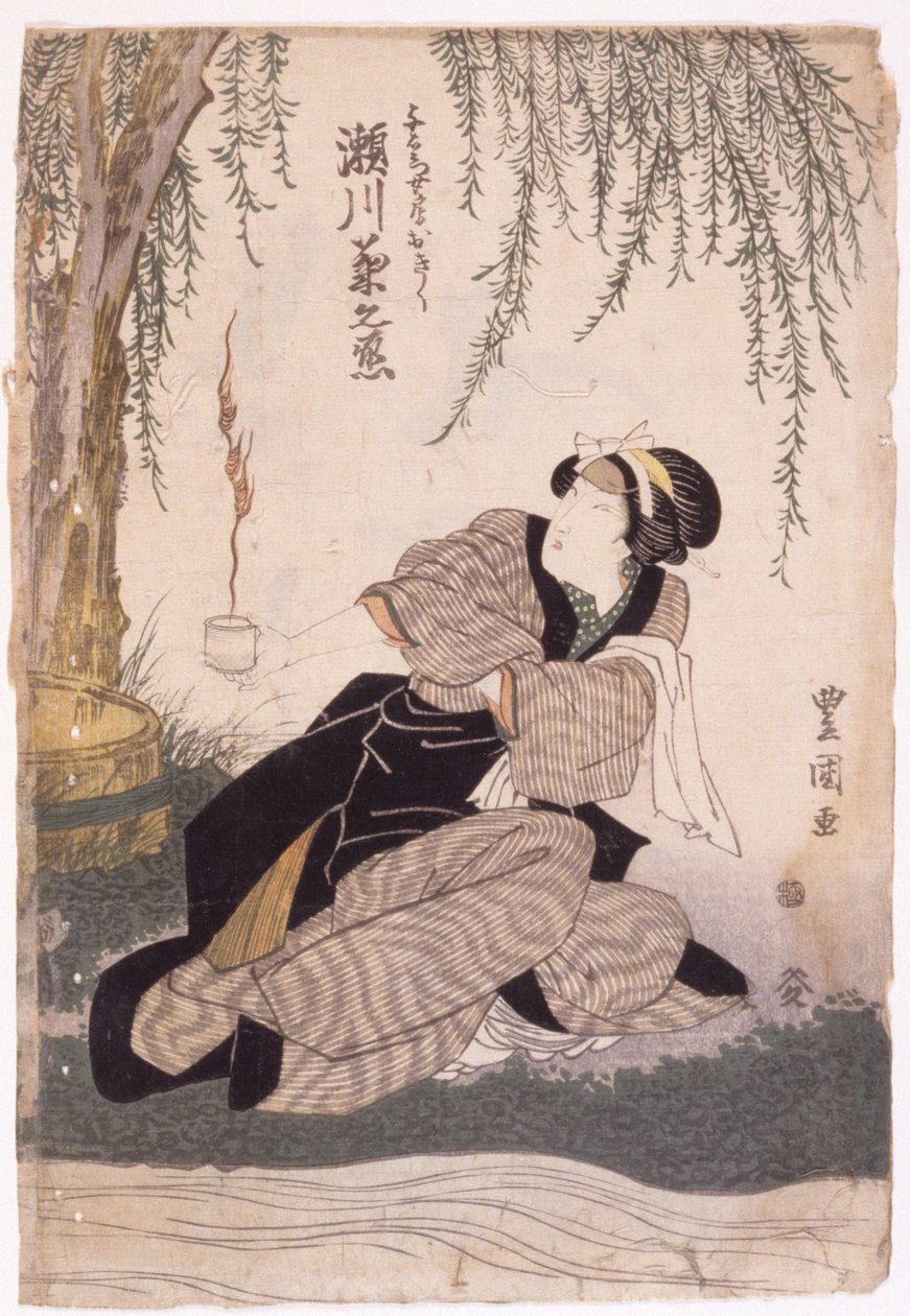 Segawa Kikunojo (träsnitt i färg) av School Japanese