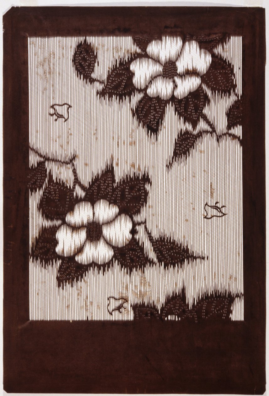 Stencil: Hibiscus Och Sparrow av School Japanese