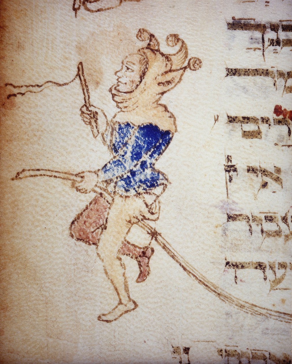 En hovnarr. Judisk manuskript från 1200-talet. Biblioteca Palatina, Parma. av School Jewish