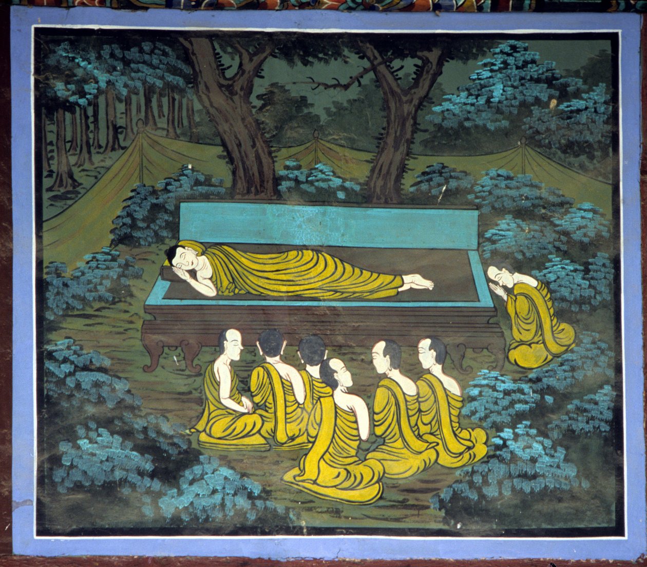 Buddha och hans lärjungar. Fresk i Yongju-templet, Suwon-regionen, Korea. av School Korean