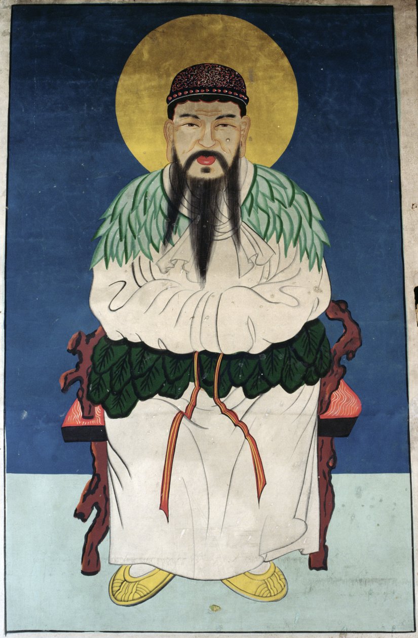 Den manlige guden Dangun (naturligt pigment på papper) av School Korean