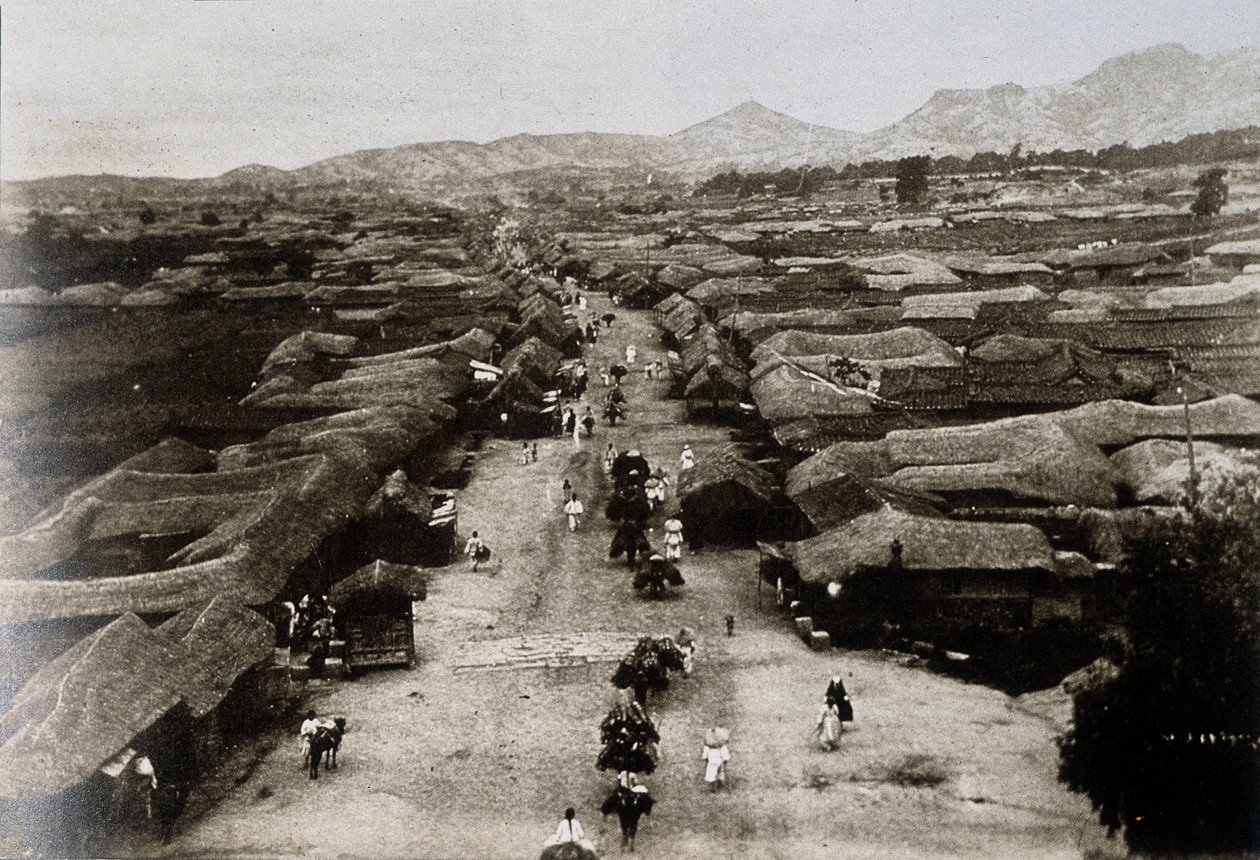 Utsikt över Chongro Avenue i Seoul, Koreas huvudstad av School Korean