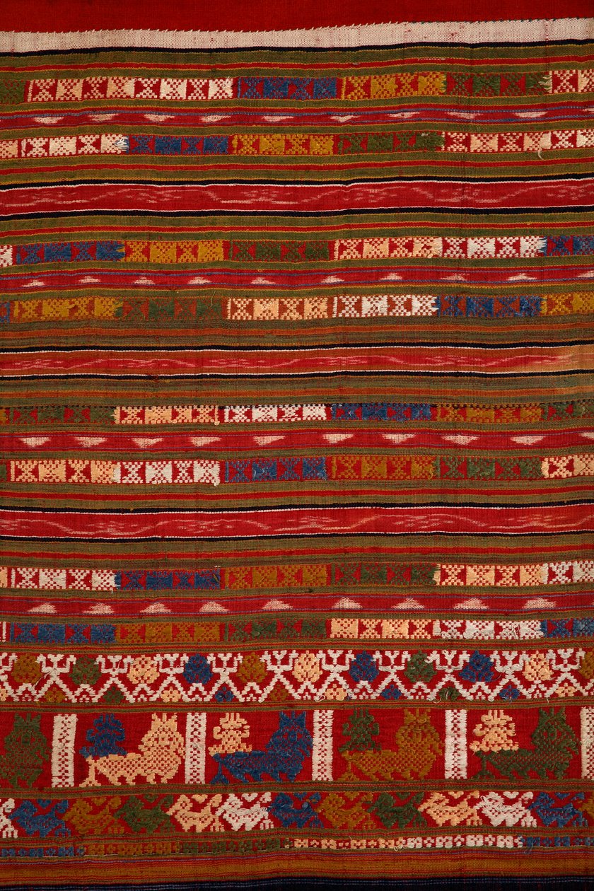 Detalj av en Tai Lu-kjol, Muang Hun, Udomxai-provinsen, Laos (textil) av School Laotian