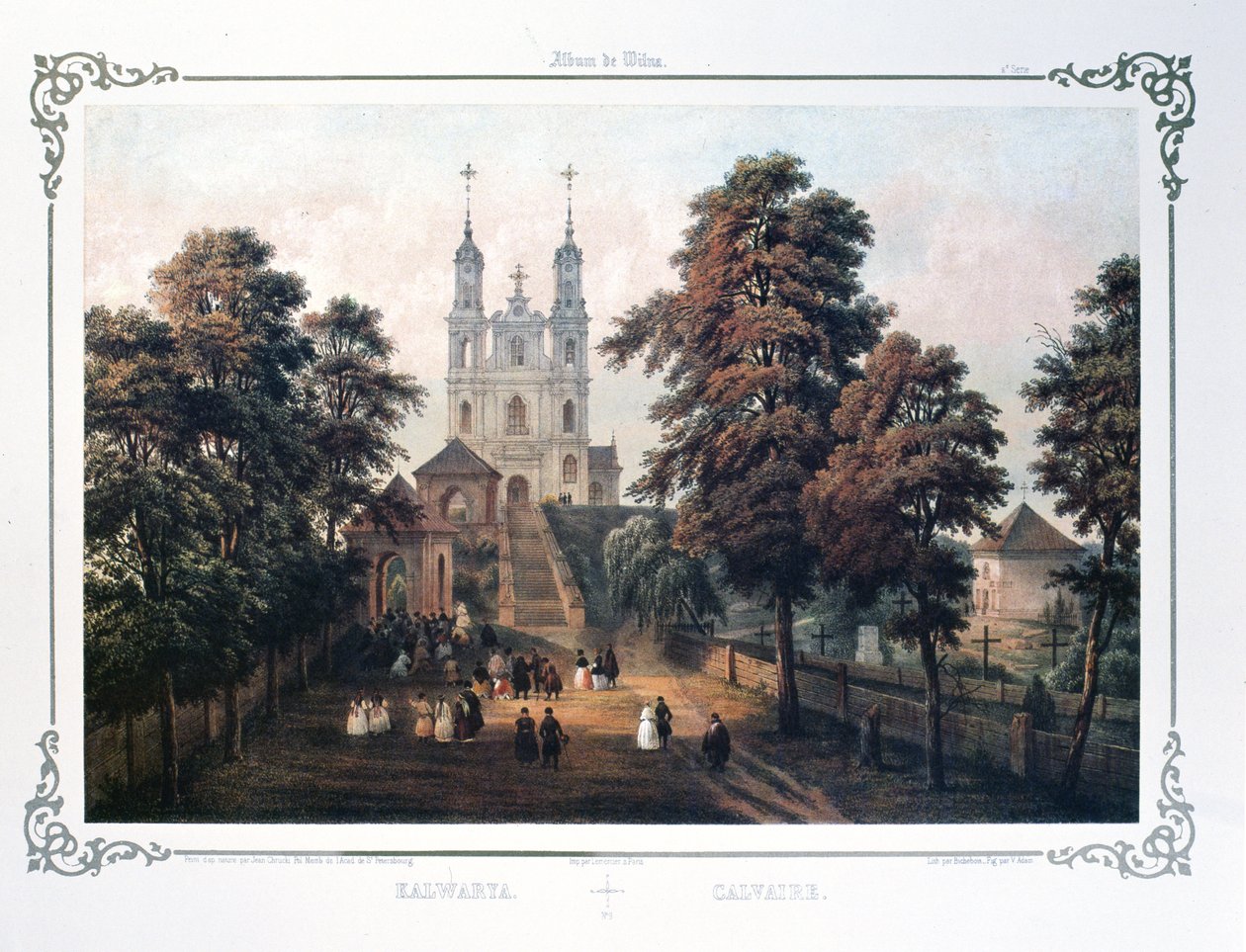 Vilnius omgivning: Kalvarija kyrka, från "A Book of Vilnius", av Jonas Kasimieras Vilcinskis av School Lithuanian