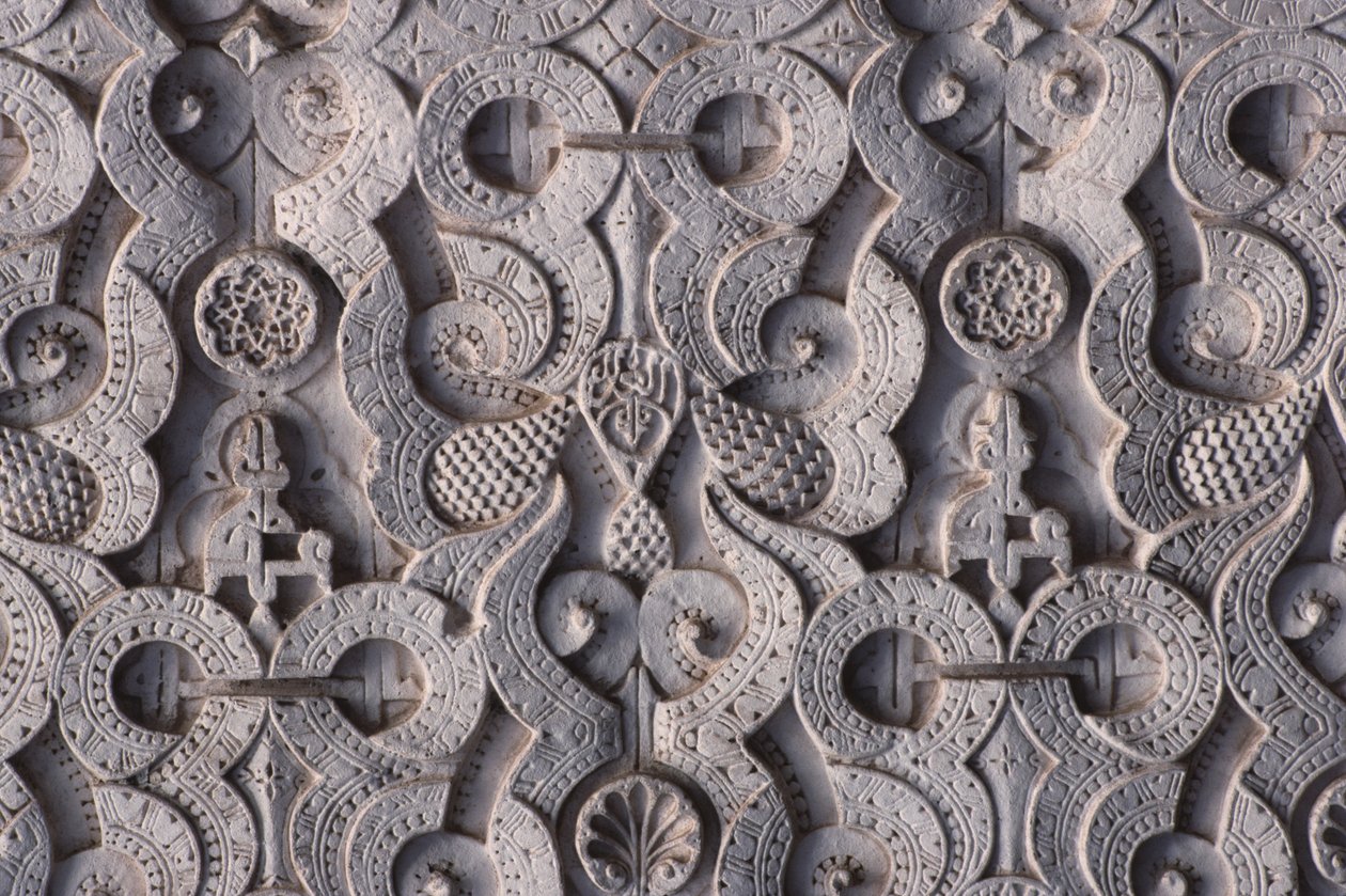 Detalj av en mur, byggd av saaderna 1565 (stuckatur) av School Moroccan