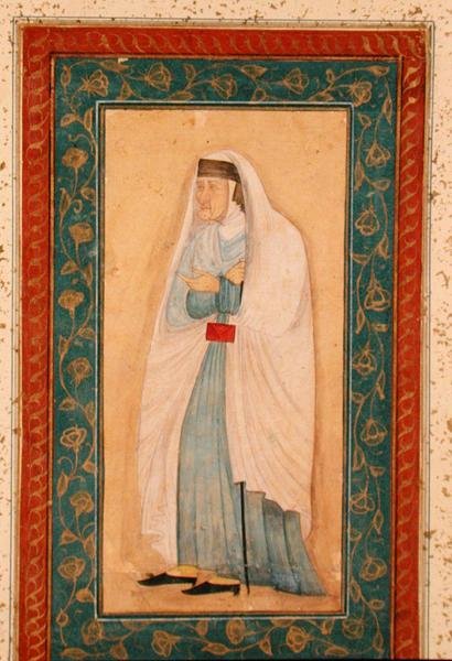 En gammal kvinna i västerländsk klänning, från Large Clive Album, c.1760 av School Mughal