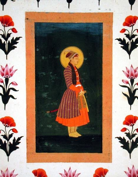Stående porträtt av en linjal, från Small Clive Album av School Mughal