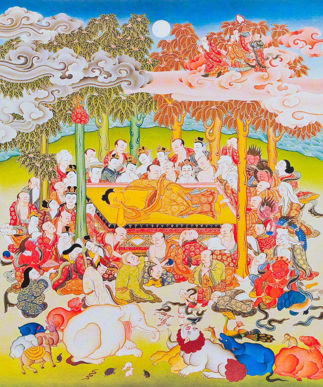Bild föreställande Buddha i Nirvana (gouache på tyg) av School Nepalese