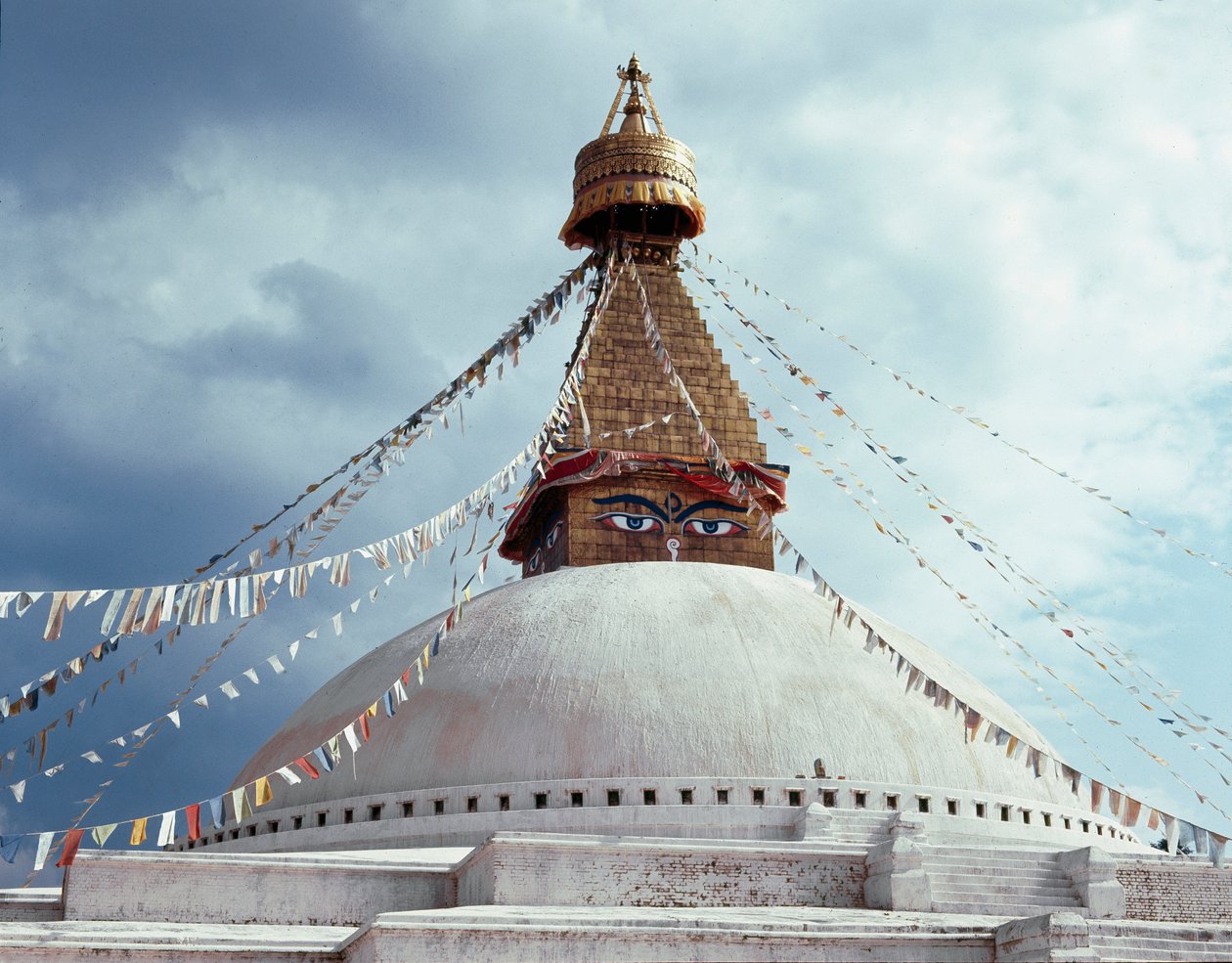 Utsikt över den buddhistiska stupan, 800-talet av School Nepalese