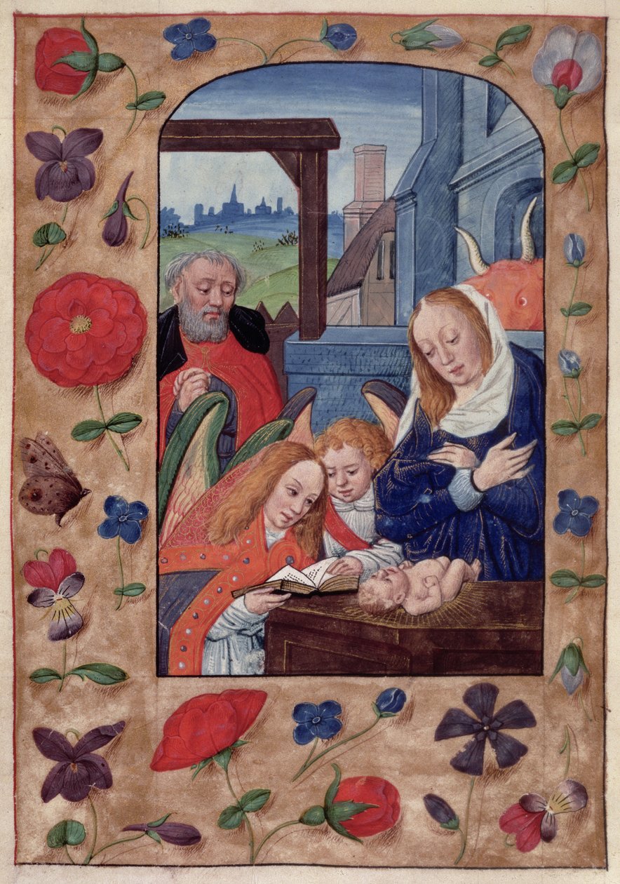 Kungaboken 9 f.93v Födelseboken, från en timbok (vellum) av School Netherlandish