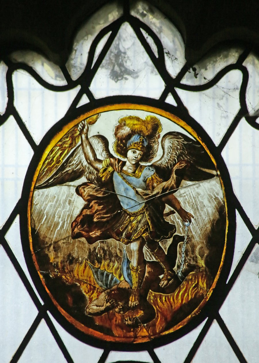Roundel: St Michael (målat glas) av School Netherlandish