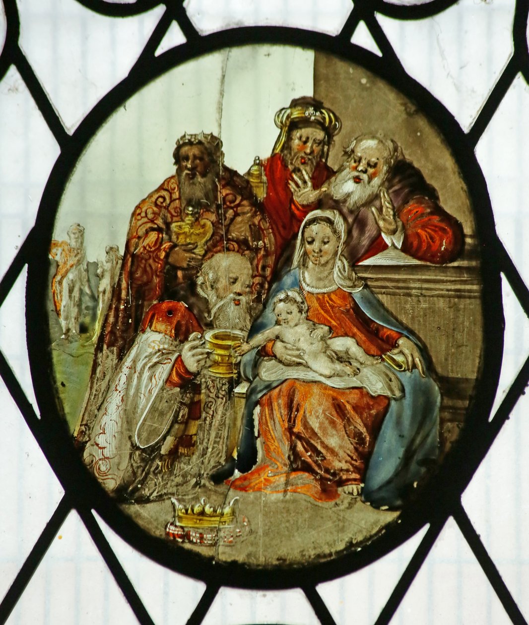 Roundel: The Adoration of the Magi (målat glas) av School Netherlandish