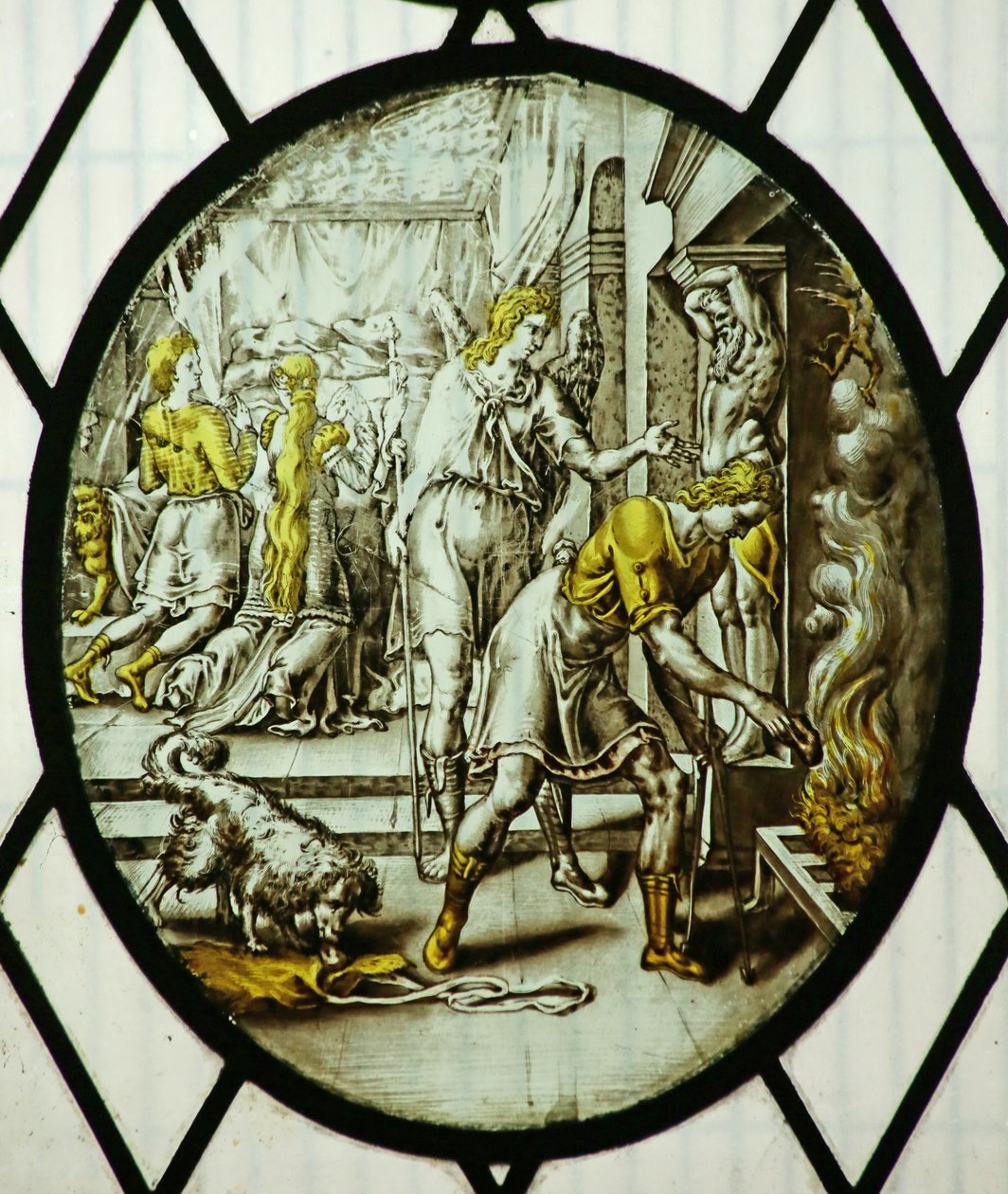 Roundel: Tobias bränner fiskens lever (målat glas) av School Netherlandish