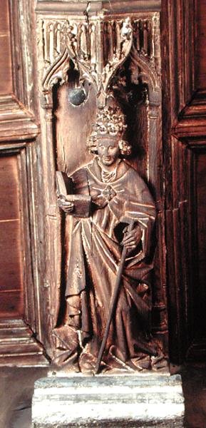 St. Gregory, en av kyrkans fyra latinska fäder (trä) av School Netherlandish