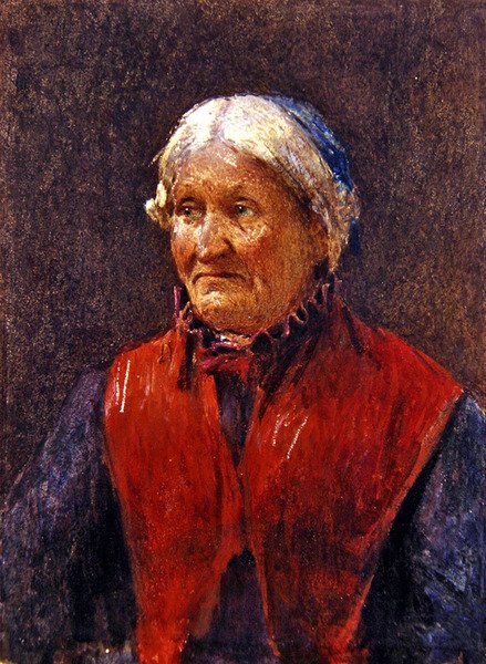 En äldre kvinna (pastell på papper) av School Newlyn