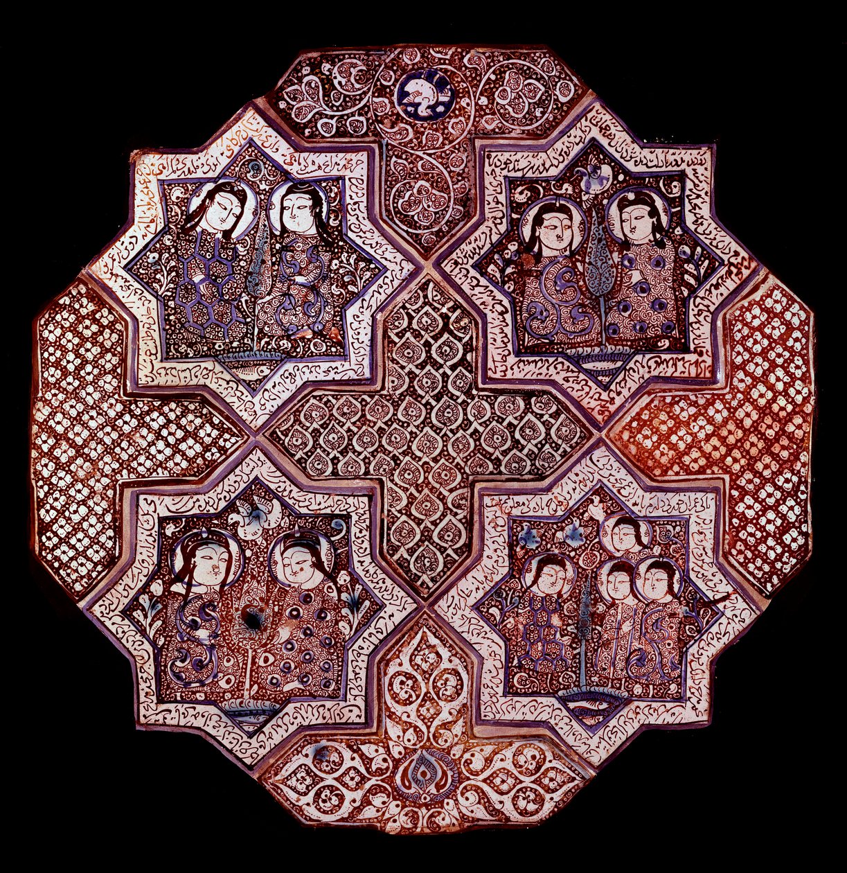 Persisk konst: fragment av en väggfajanspanel, från Damghan. Washington. Konstmuseum av School Persian