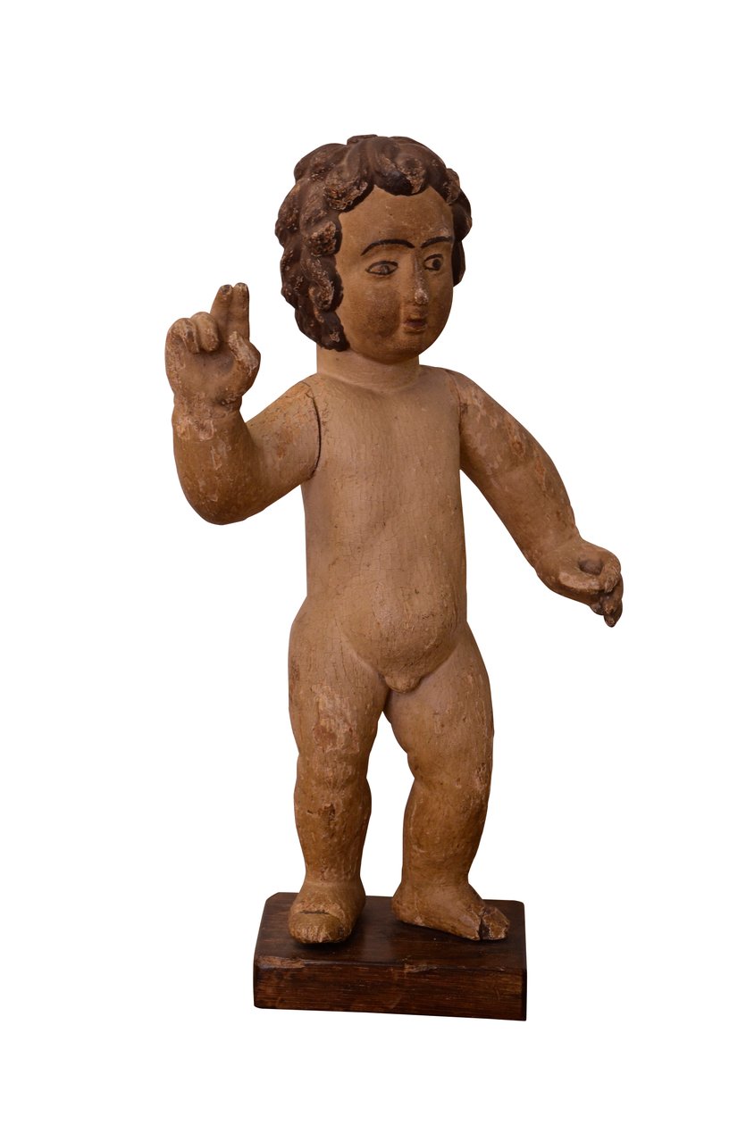 Snidade träskulptur av Kristusbarnet, ca 1800 (trä) av School Portuguese