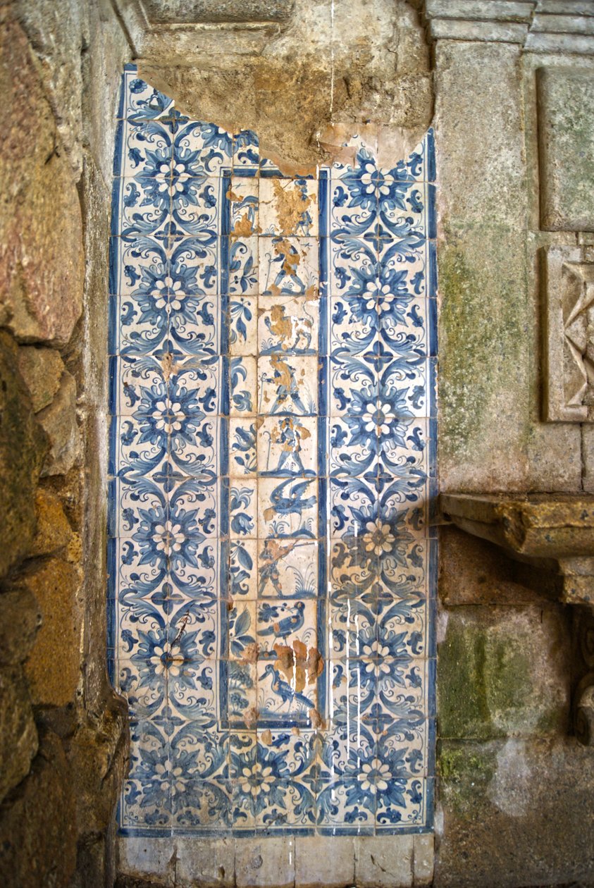 Panel som visar jaktscener, Tarouca, Portugal (keramiska plattor) av School Portuguese