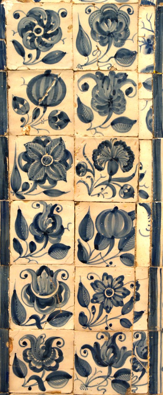 Panel som visar olika arter av blommor, Tarouca, Portugal (keramiska plattor) av School Portuguese
