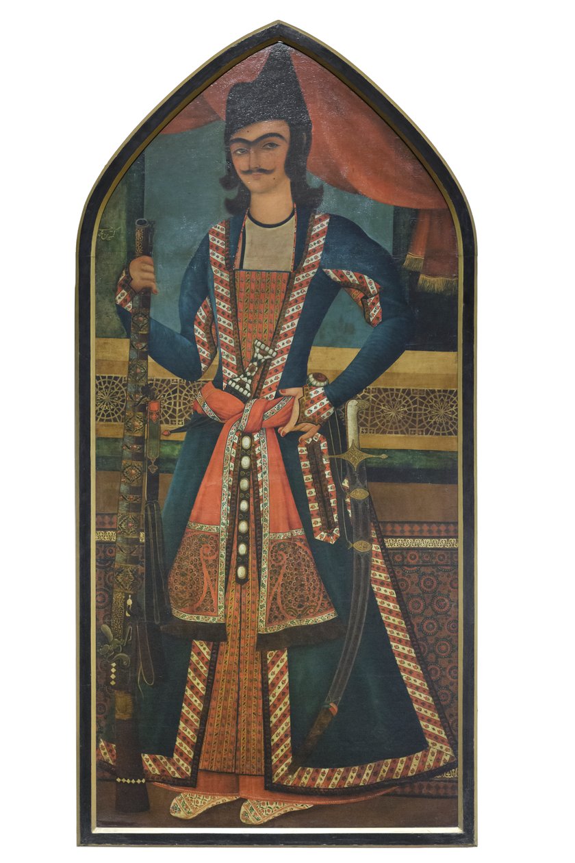 En Qajar-prins, möjligen Bahram Mirza, Abolhassan (olja på duk) av School Qajar