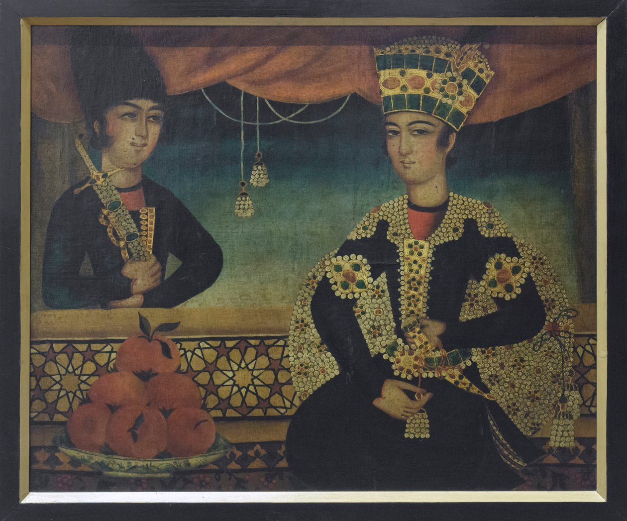 En Qajar-prins, möjligen av Mohammad Sadgeh (olja på duk) av School Qajar