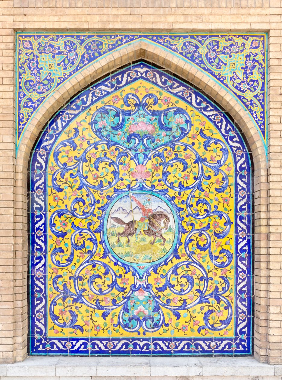 Kakelarbeten i Golestan-palatset, Teheran, Iran (foto) av School Qajar