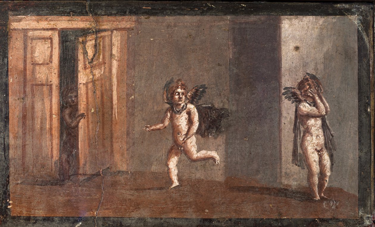 Amor som leker kurragömma, Herculaneum av School Roman
