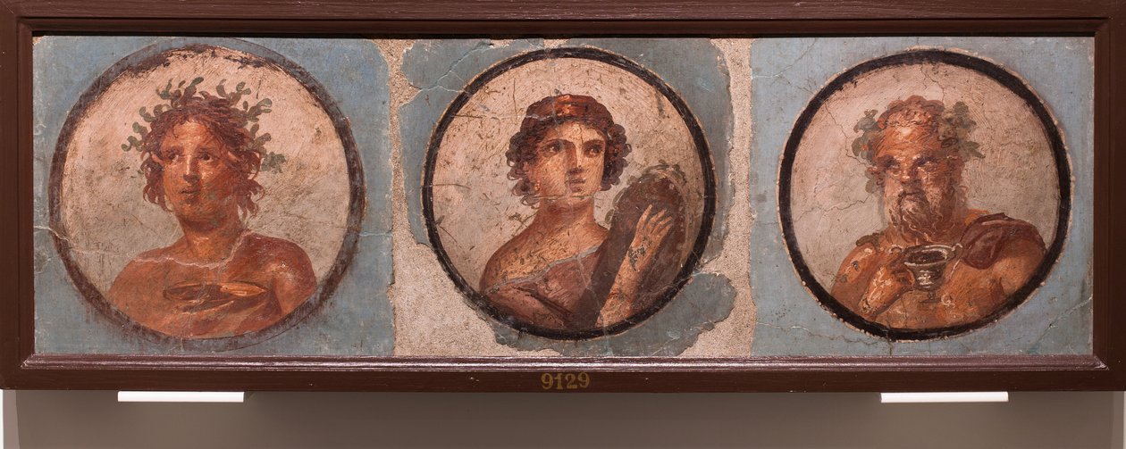 Porträtt av medaljonger, Pompeji av School Roman
