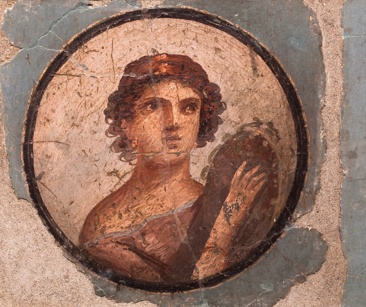 Porträtt av medaljonger, Pompeji av School Roman