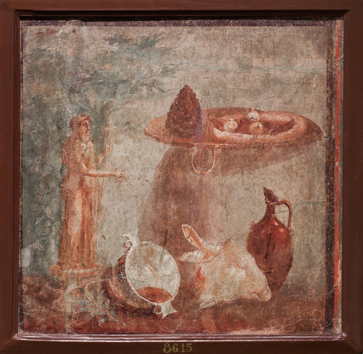 Staty av Dionysos, gethuvud och frukt, Herculaneum av School Roman