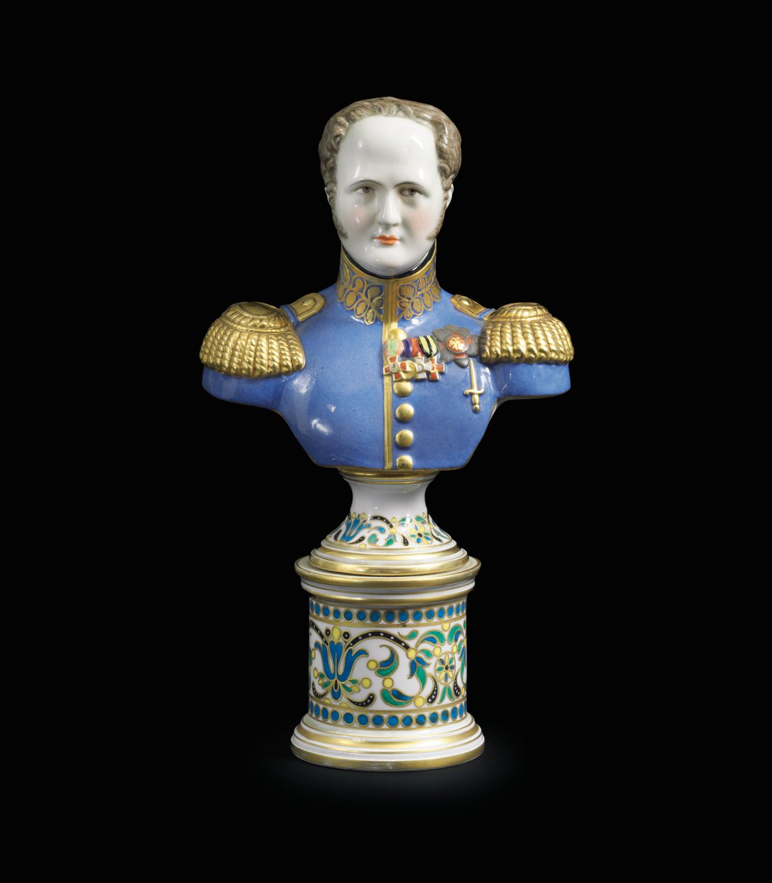 En byst i porslin av kejsar Alexander I, ca. 1825-1850 (porslin) av School Russian
