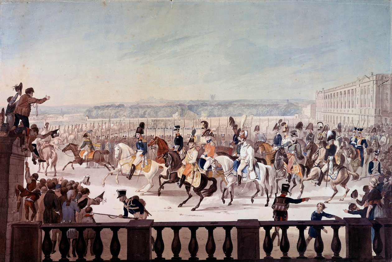 Alexandre I (1777-1825) på Paris Place de la Concorde. Målning av den ryska skolan av School Russian