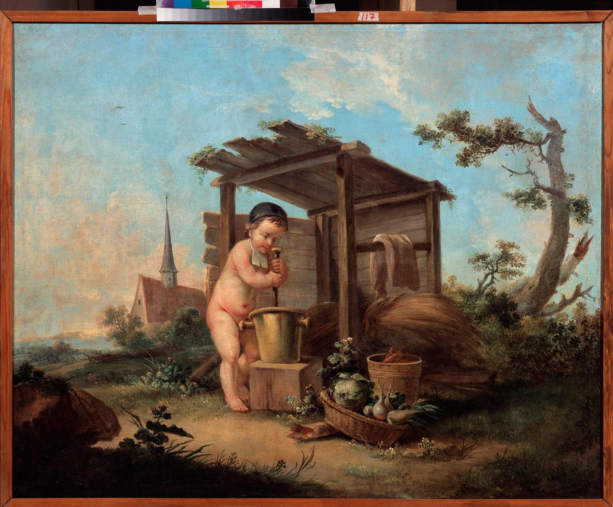 Cupid kemist. Målning av en rysk mästare, olja på duk, 1700-talets andra hälft. Statens konstmuseum, Jekaterinburg (Jekaterinburg) (Ryssland). av School Russian