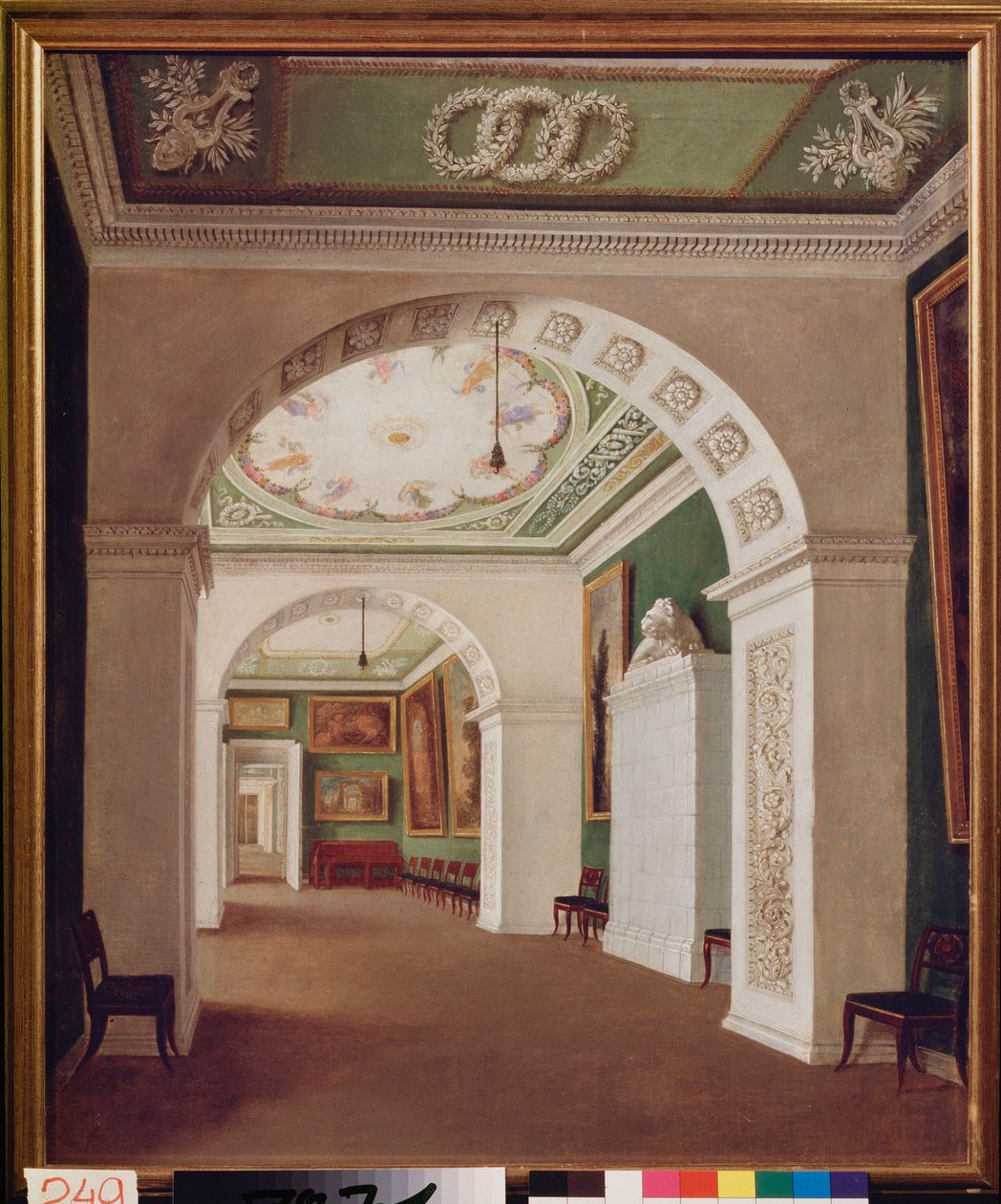 Uppsättning rum i Stroganov-palatset i Sankt Petersburg. Målning av en rysk mästare, olja på duk, ca 1840. Rysk konst av School Russian