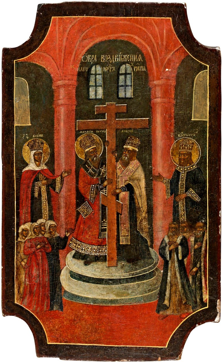 Exaltation de la Sainte Croix (Exaltation of the Hely Cross) - Rysk ikon, tempera på trä av School Russian