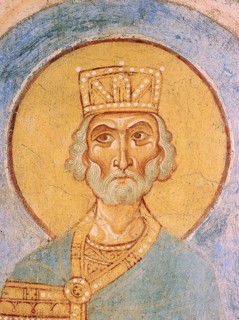Kung David - Forntida ryska fresker - 1100-talet - Fresco - Saint George