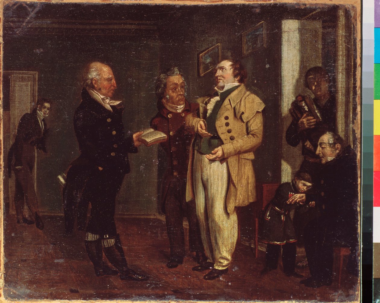 Prins Vasilij Khovansky (1755-1830) och en skojare. Målning av en rysk mästare, olja på duk, tidigt 1800-tal. Statens Tretjakovgalleri, Moskva. av School Russian