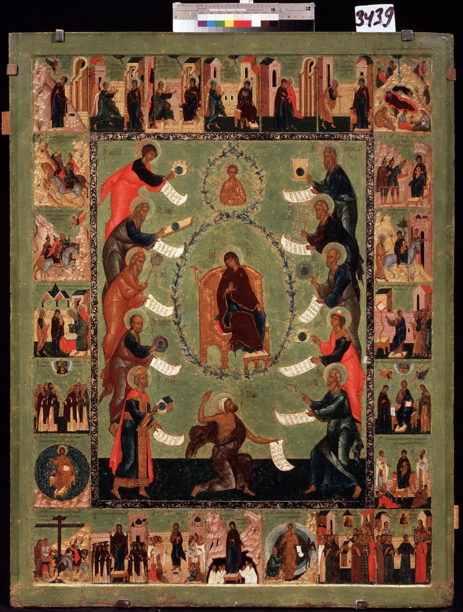 Praises of the Virgin (The Glorification of the Virgin). Rysk ikon, tempera på trä av School Russian