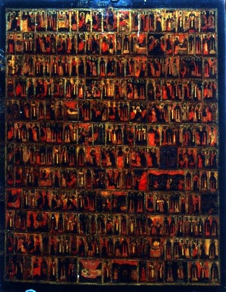 Menologi från mars till augusti, Moskvaskola (tempera på panel) av School Russian