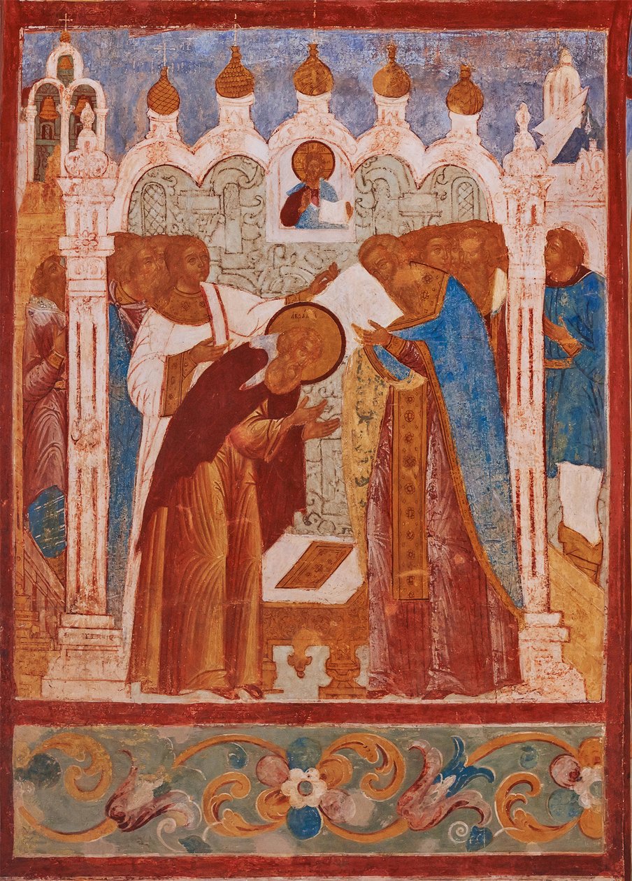 Monastisk invigning av den helige Abraham av Rostov av School Russian