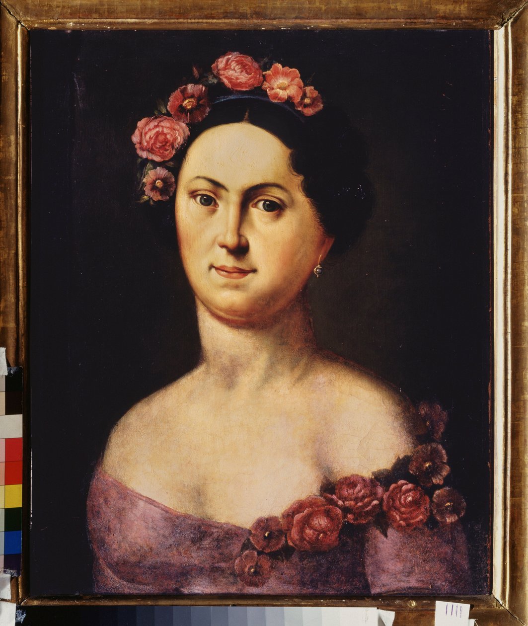 Porträtt av ballerinan Avdotia Istomina (1799-1848), i Flora. Anonym målning, olja på duk, ca 1830. Rysk konst av School Russian