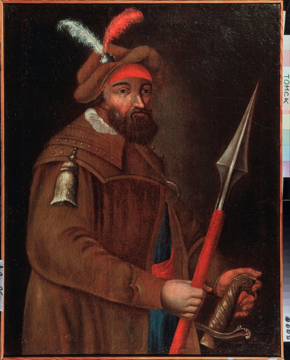 Porträtt av kosackledaren Yermak Timofejevitj (född mellan 1532 och 1542-1585), erövrare av Sibirien. Anonym målning, olja på duk, tidigt 1700-tal. Statens konstmuseum, Tomsk (Ryssland). av School Russian