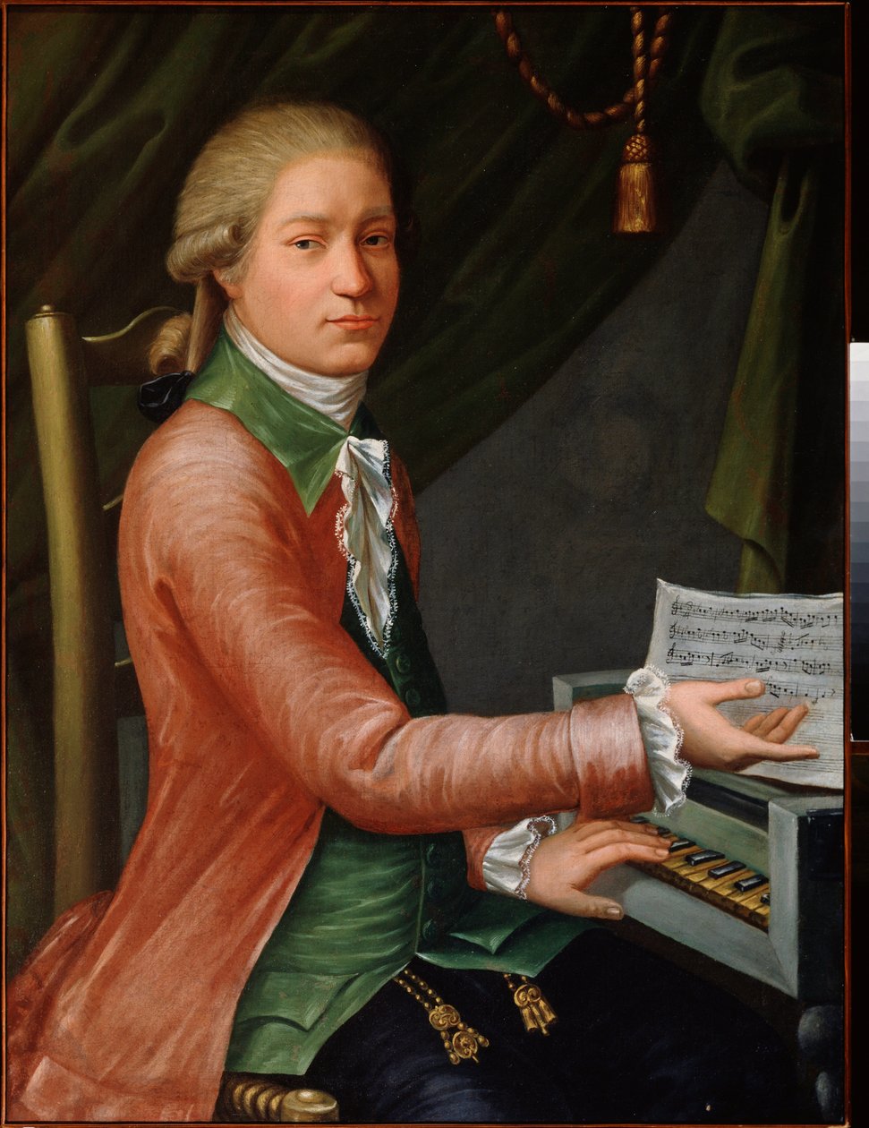 Porträtt av kompositören Yevstigney Fomin (1761-1800). Målning av en rysk mästare, olja på duk, ca 1780. Rysk konst av School Russian