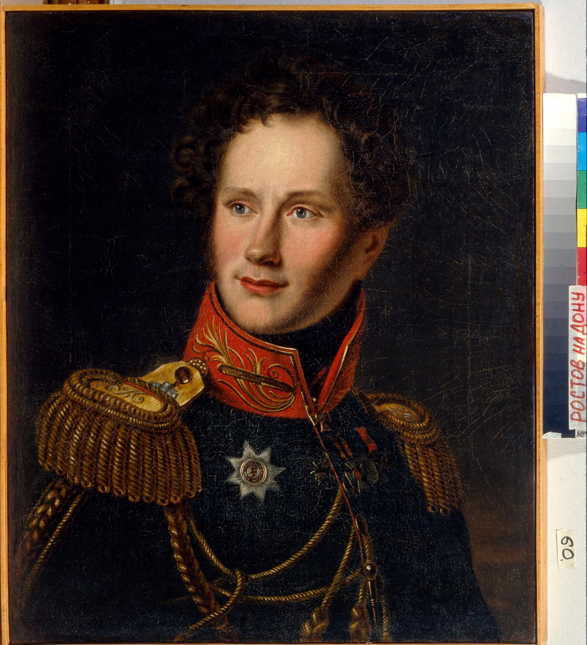 Porträtt av greve Alexei Fyodorovich Orlov (1787-1862). (Alexey Fyodorovich Orlov), greve då prins, soldat och rysk diplomat. Anonym målning, olja på duk, ca 1810. Rysk konst av School Russian