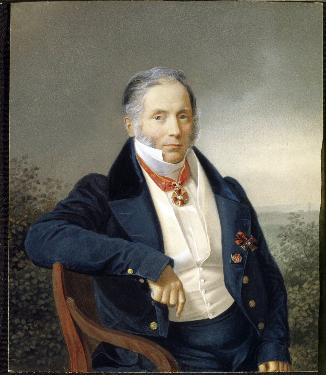 Porträtt av målaren Alexander Sauerweld (1782-1844). (Porträtt av målaren A. Sauerweld). Anonym målning, olja på duk, debut 1800-talet. rysk konst av School Russian