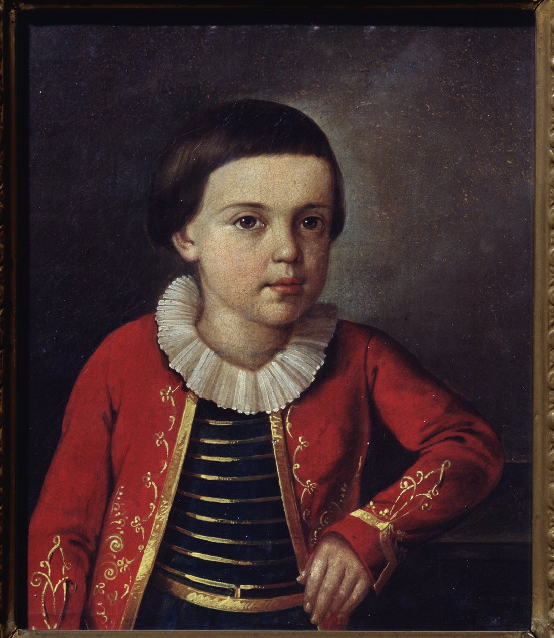 Porträtt av poeten Mikhail Lermontov (1814-1841), barn. Målning av en rysk mästare, olja på duk av School Russian