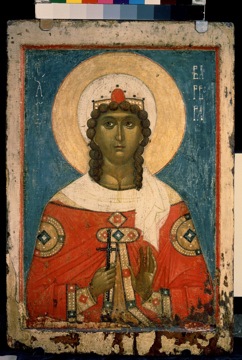 ""Representation of Saint Barbara"" rysk ikon. måla på trä av School Russian