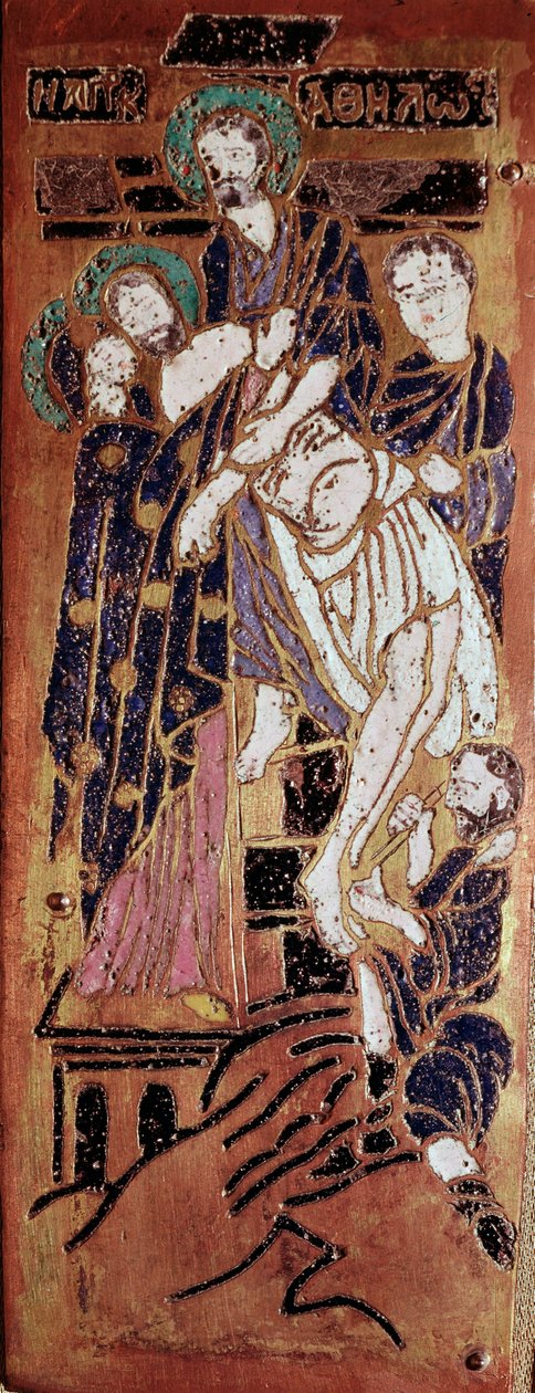 Rysk konst, avsättningen, emalj från 1500-talets Madrid, Museo Lazaro Galdiano av School Russian
