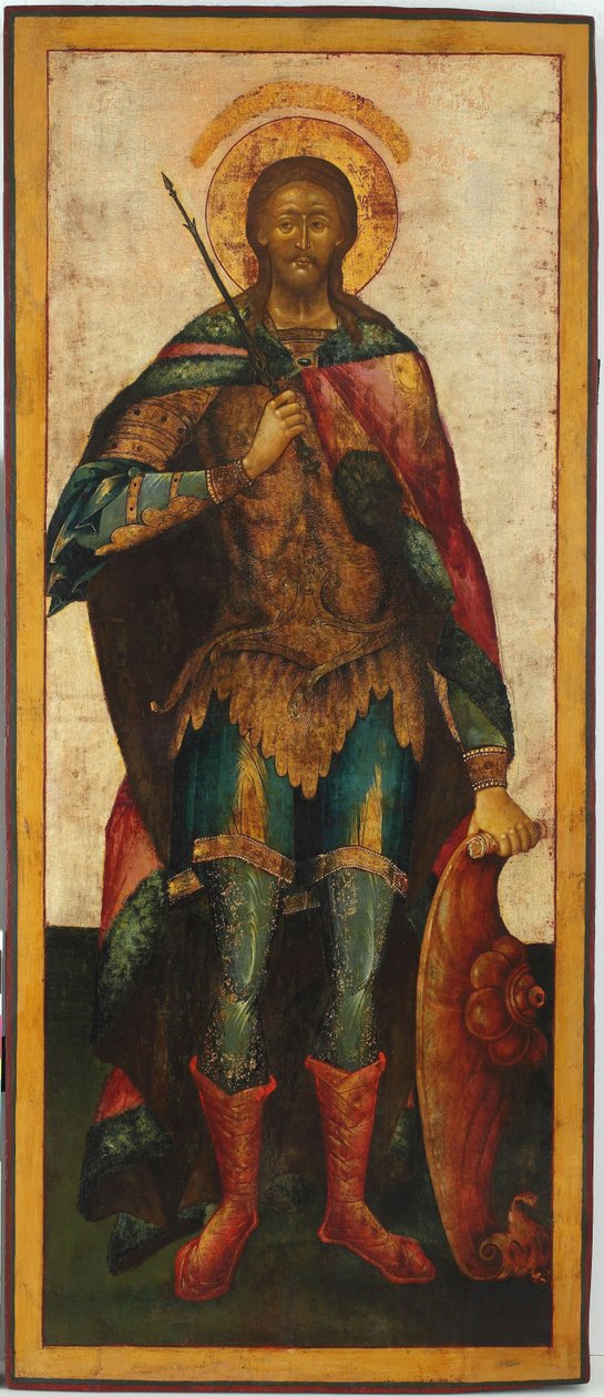 Saint Alexandre Nevski (1220-1263) - (Saint-Alexandre-Nevski) - Saint Alexander Nevsky - rysk ikon. Tempera på panel, 1700-talets andra hälft. Mått : 142,5x61 cm Ikonen Museum Recklinghausen av School Russian